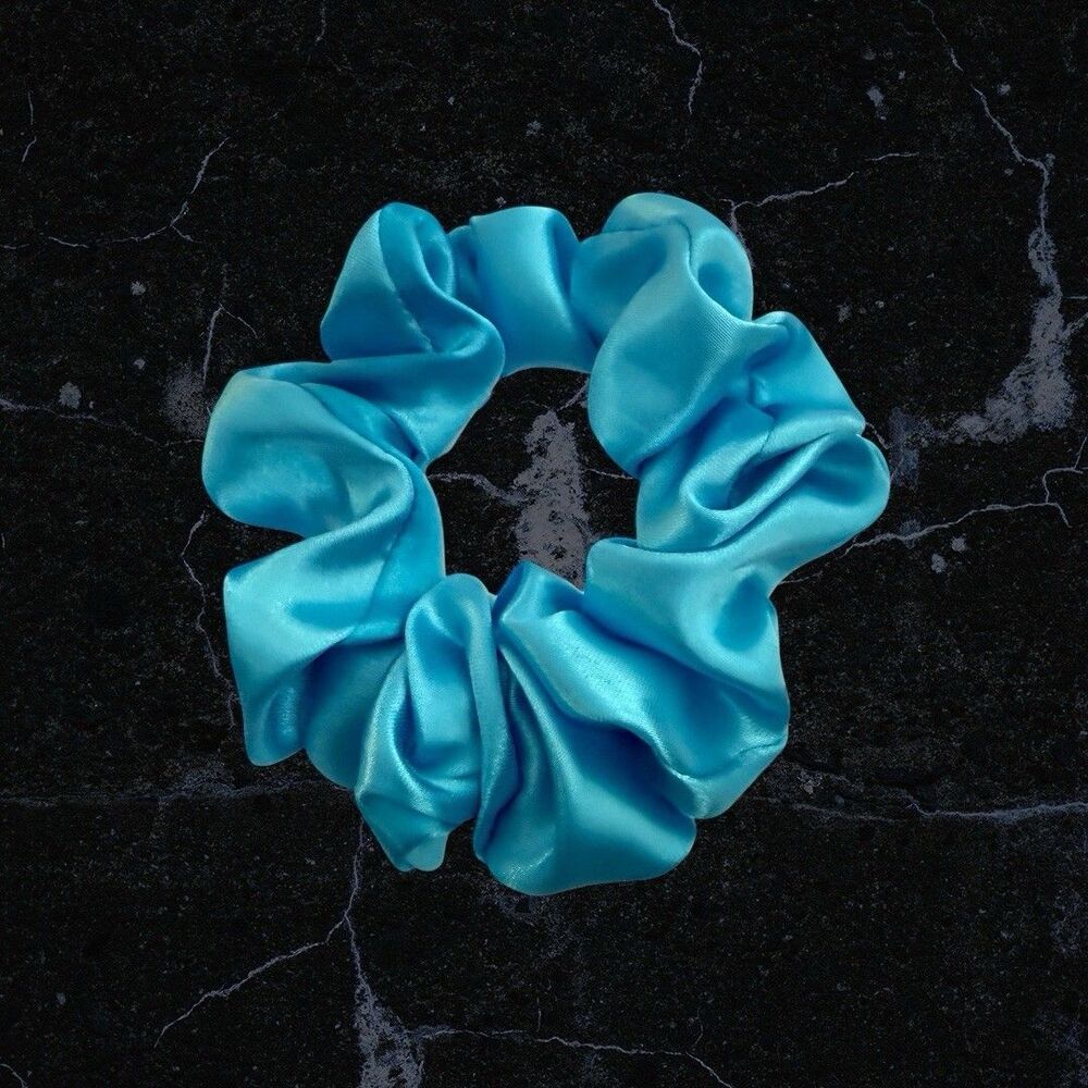 Luxury Blue Satin Scrunchie Handmade – Statement Hair Accessory - Picture 5 of 12